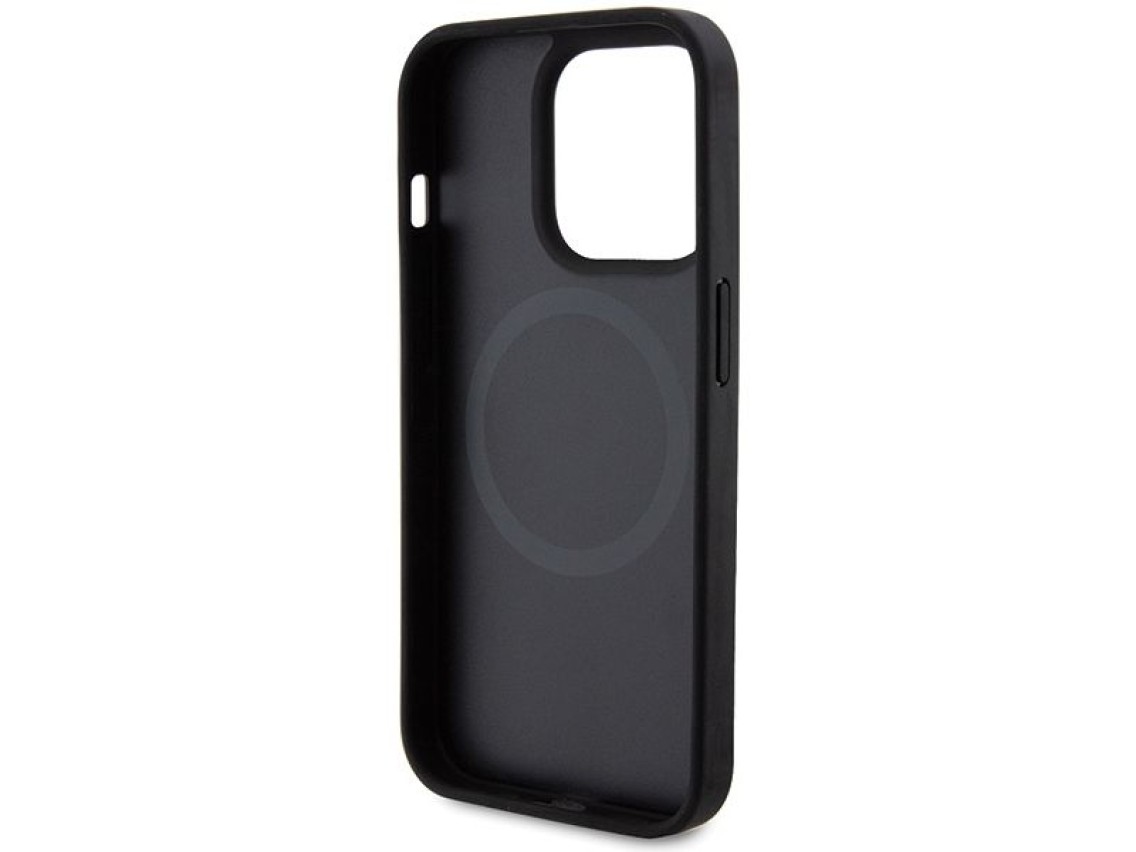 Capa MagSafe Ferrari Carbon Metal Logo para iPhone 15 Pro - preta