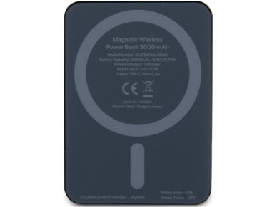 Bater�a externa Guess MagSafe Metal Script Logo con carga por inducci�n, 5W, 3000mAh - negra