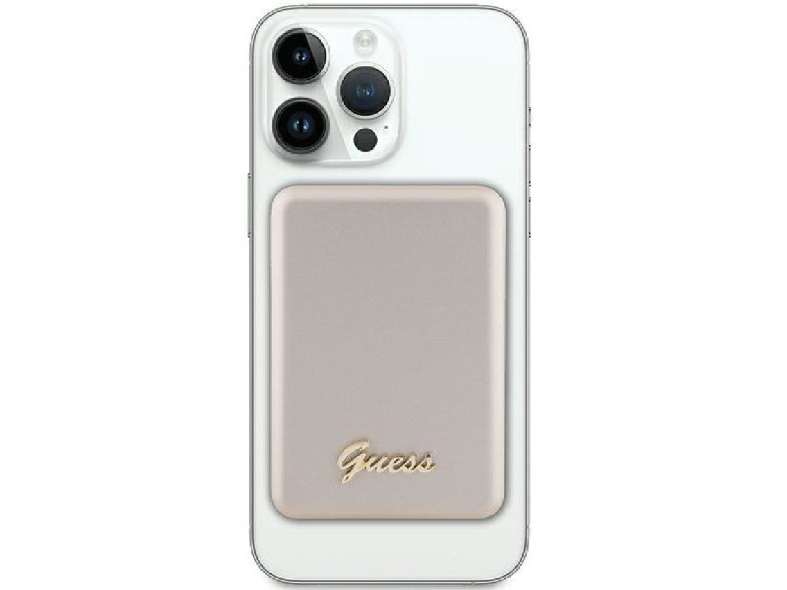 Batería externa Guess MagSafe Metal Script Logo con carga por inducción, 5W, 3000mAh - color dorado