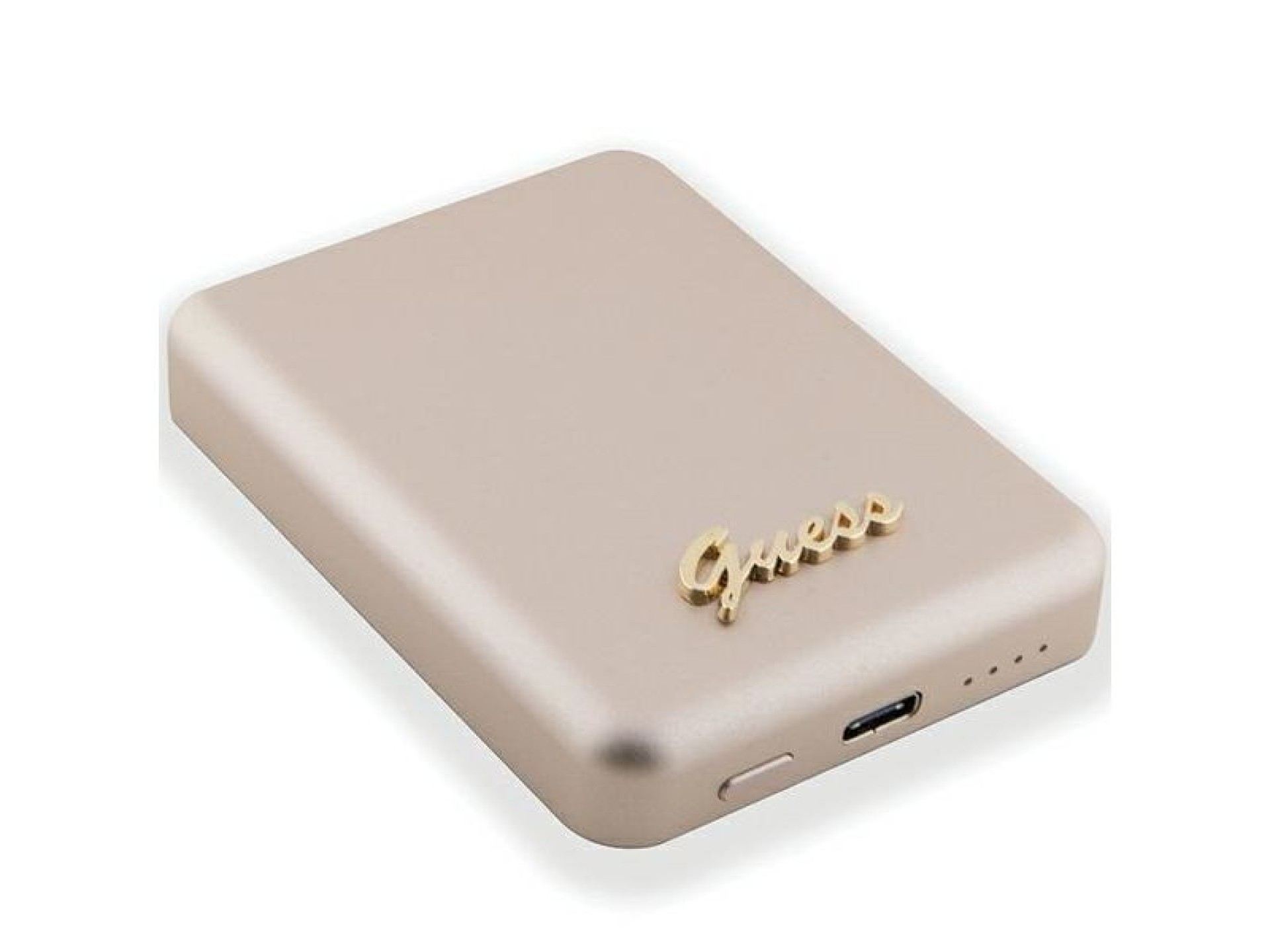 Batería externa Guess MagSafe Metal Script Logo con carga por inducción, 5W, 3000mAh - color dorado