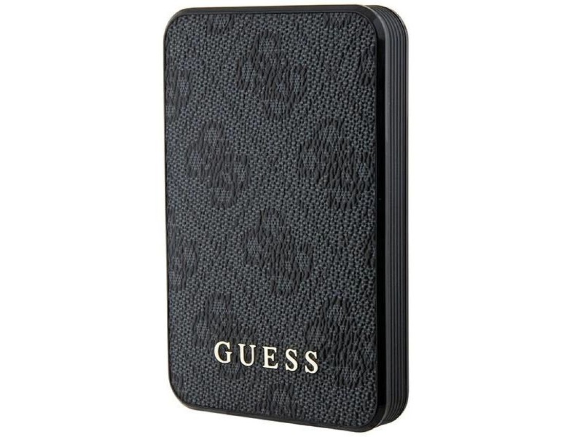 Powerbank Guess 15W GUPB5LP4GEGK 5000mAh negro/negro 4G Cuero Logotipo metálico