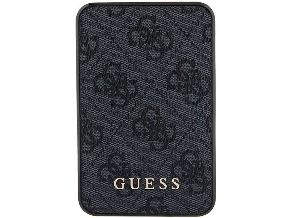 Powerbank Guess 15W GUPB5LP4GEGK 5000mAh negro/negro 4G Cuero Logotipo metálico