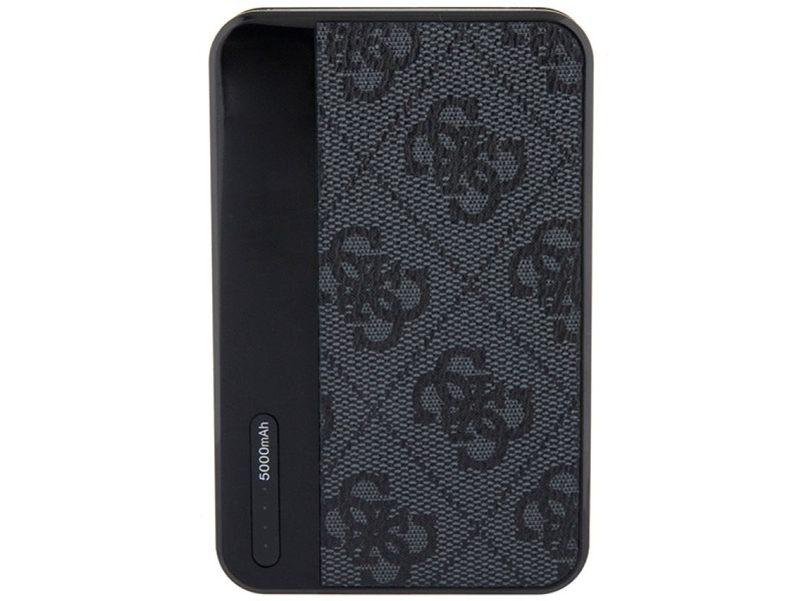 Powerbank Guess 15W GUPB5LP4GEGK 5000mAh negro/negro 4G Cuero Logotipo metálico