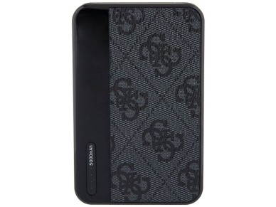 Guess Powerbank 15W GUPB5LP4GEGK 5000mAh preto/preto 4G Couro Logotipo Met�lico