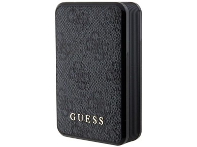 Guess Powerbank 18W GUPB10DP4GEGK 10000mAh preto/preto 4G Couro Logotipo Met�lico
