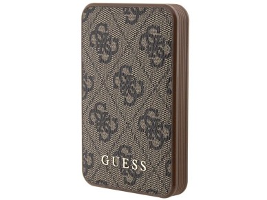 Powerbank Guess 15W GUPB5LP4GEGW 5000mAh marr�n/marr�n 4G Cuero Logotipo met�lico
