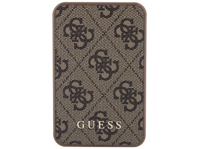 Powerbank Guess 15W GUPB5LP4GEGW 5000mAh marr�n/marr�n 4G Cuero Logotipo met�lico