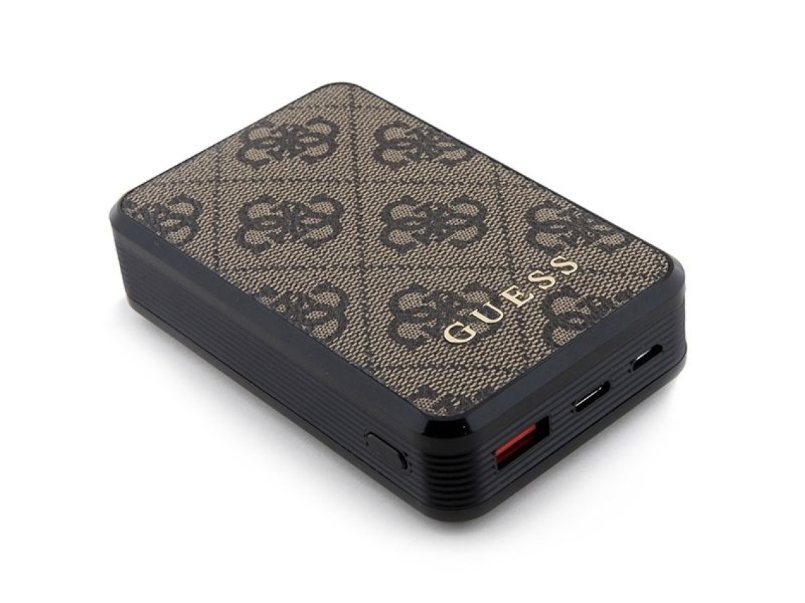 Guess Powerbank 18W GUPB10DP4GEGW 10000mAh brown/brown 4G Leather Metal Logo