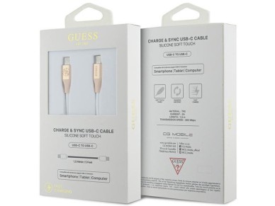 Cabo USB-C Guess com logotipo em relevo, 1,5 m, carregamento r�pido - Dourado