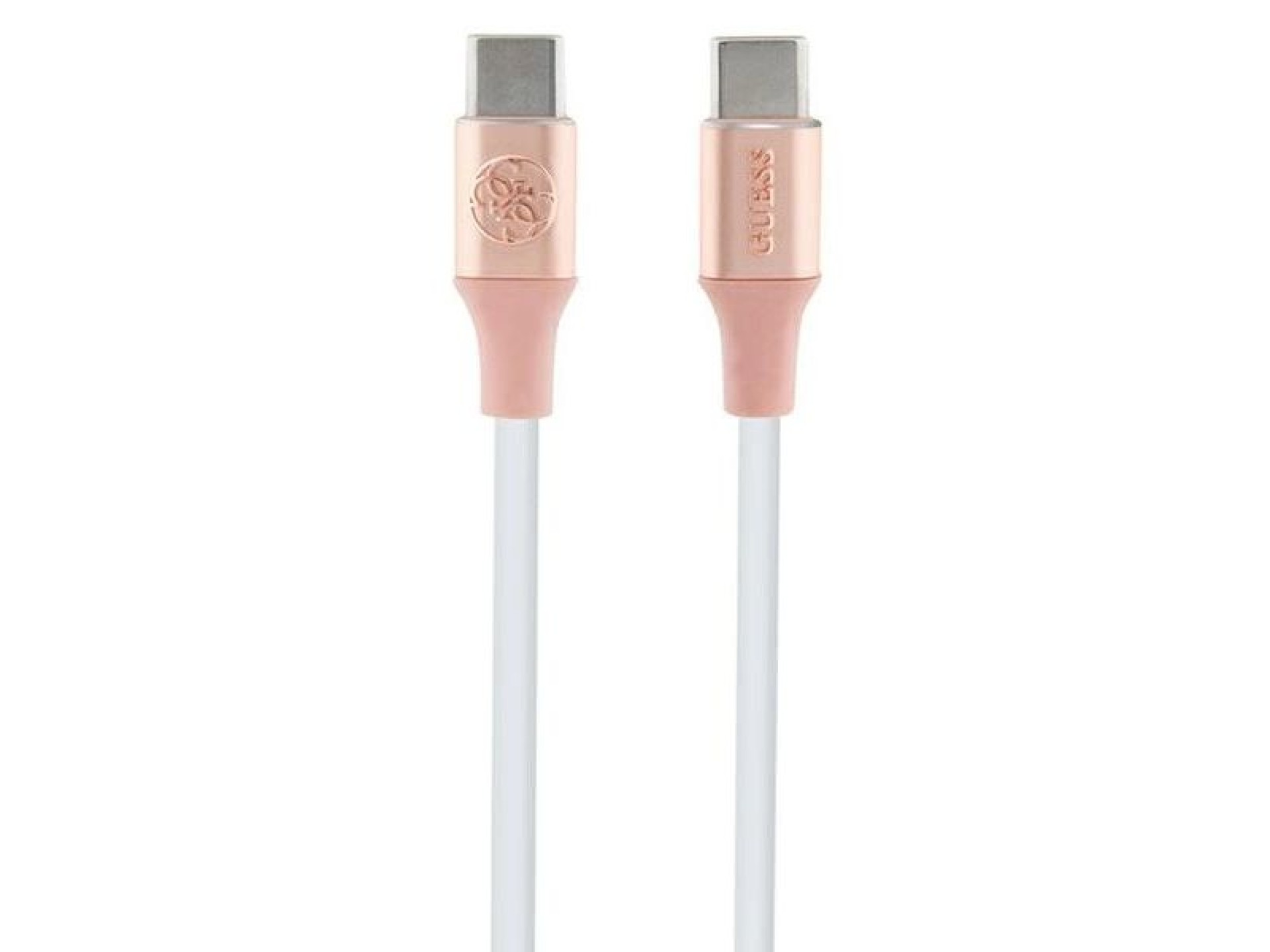 Cabo USB-C Guess com logotipo em relevo, 1,5 m, carregamento rápido - Rosa