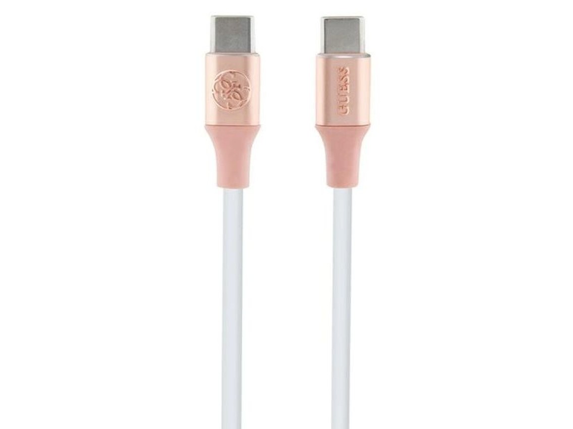Cabo USB-C Guess com logotipo em relevo, 1,5 m, carregamento rápido - Rosa