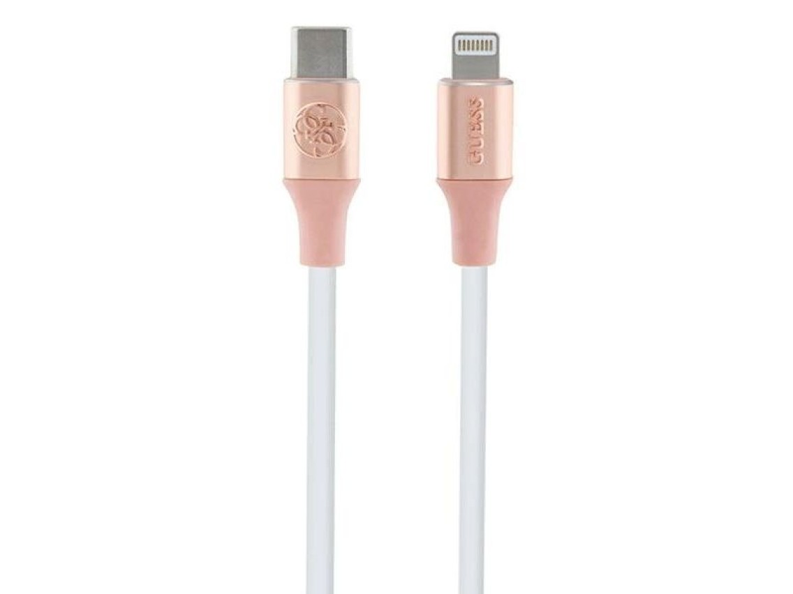 Guess Ebossed Logo USB-C / Lightning Cable 1.5m Fast Charging - Pink