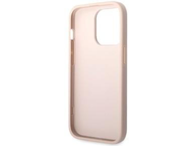 Capa rígida rosa/rosa Guess GUHCP15X4GMGPI para iPhone 15 Pro Max 6.7" com logo grande em metal. Capa rígida rosa/rosa Guess GUHCP15X4GMGPI para iPhone 15 Pro Max 6.7" com logo grande em metal.