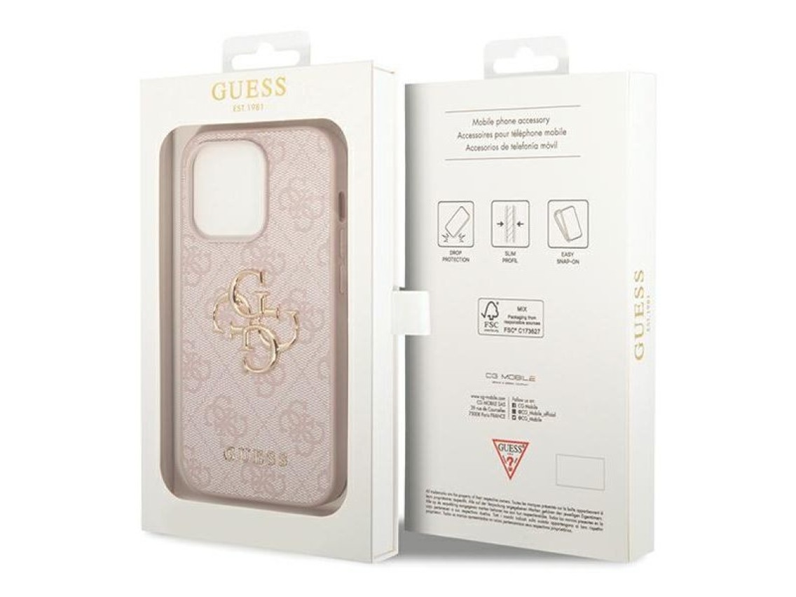 Guess GUHCP15X4GMGPI iPhone 15 Pro Max 6.7" pink/pink hardcase 4G Big Metal Logo