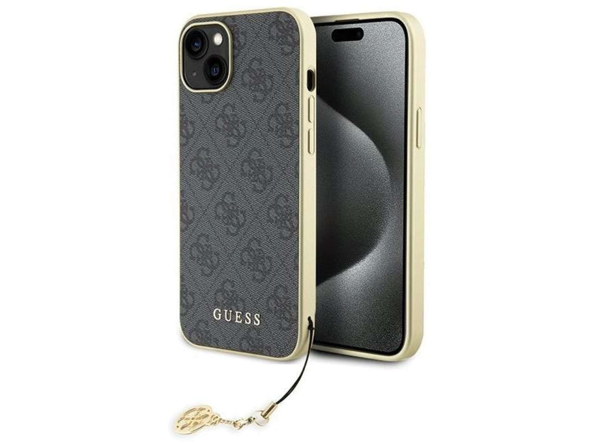 Funda Guess 4G Charms Collection para iPhone 15 Plus - gris