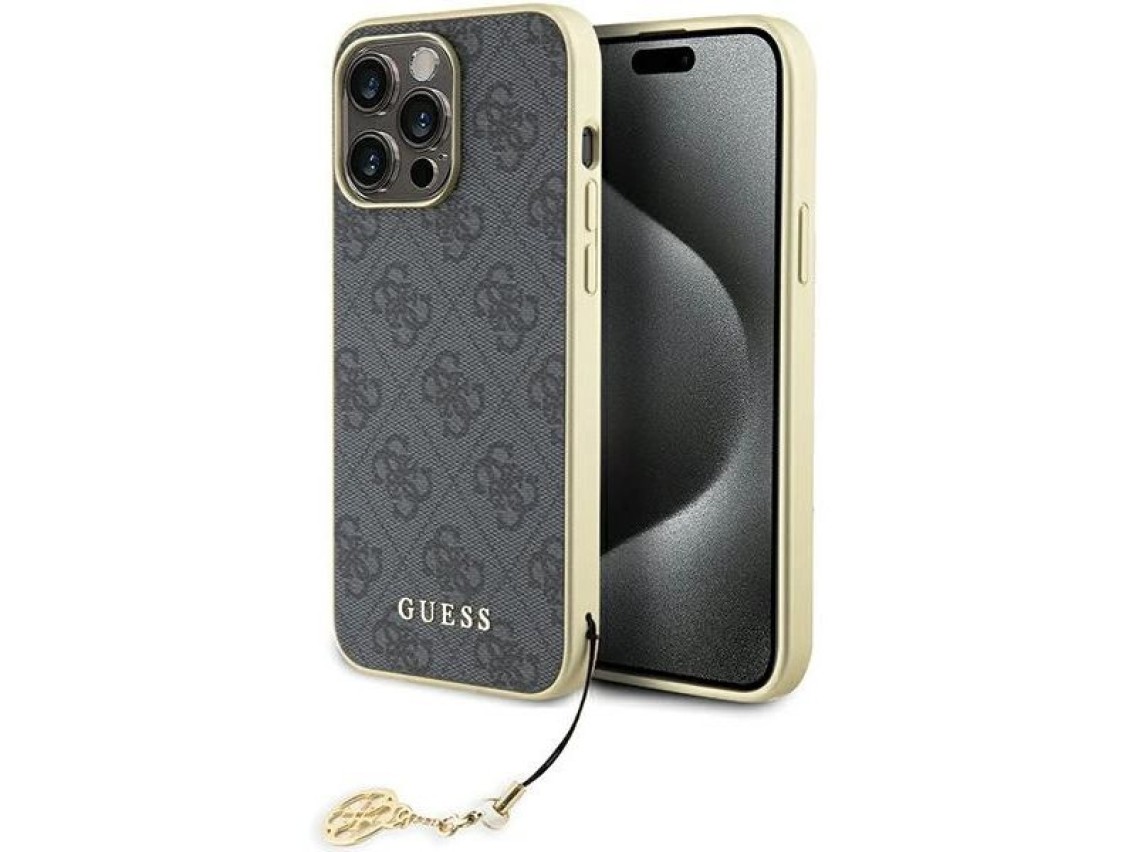 Capa Guess 4G Charms Collection para iPhone 15 Pro Max - cinza