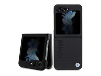 Capa BMW em couro com estampa a quente para Samsung Galaxy Z Flip 5 - preta Capa BMW em couro com estampa a quente para Samsung Galaxy Z Flip 5 - preta