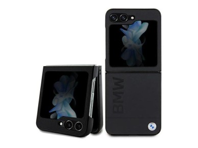 Funda de cuero BMW con estampado en caliente para Samsung Galaxy Z Flip 5 - negra Funda de cuero BMW con estampado en caliente para Samsung Galaxy Z Flip 5 - negra