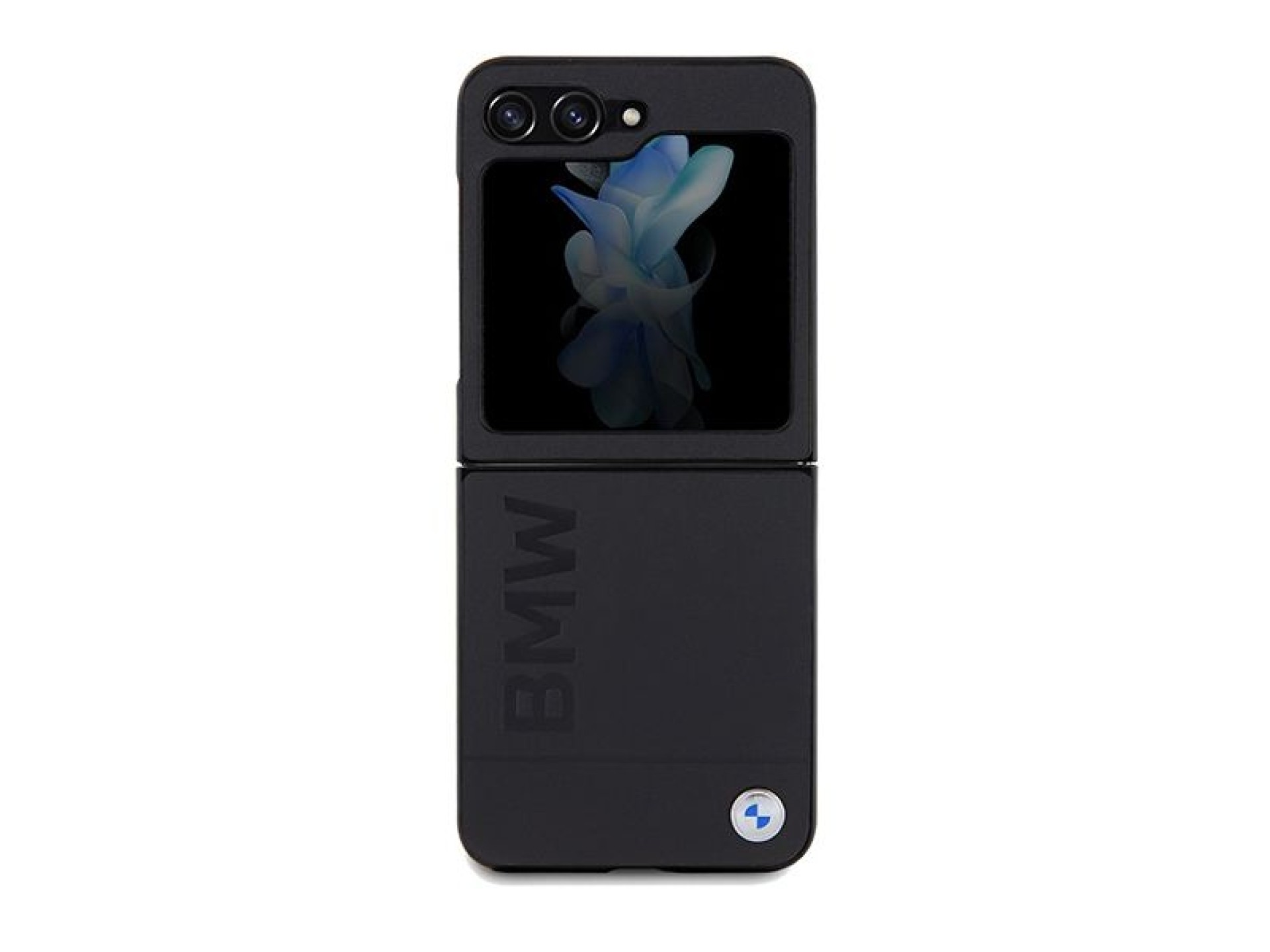 Capa BMW em couro com estampa a quente para Samsung Galaxy Z Flip 5 - preta