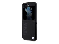 Capa BMW em couro com estampa a quente para Samsung Galaxy Z Flip 5 - preta Capa BMW em couro com estampa a quente para Samsung Galaxy Z Flip 5 - preta
