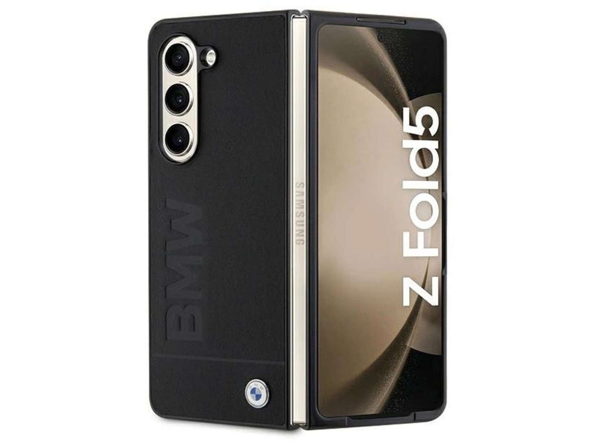 Capa com o logotipo BMW Signature impresso para Samsung Galaxy Z Fold 5 - preta