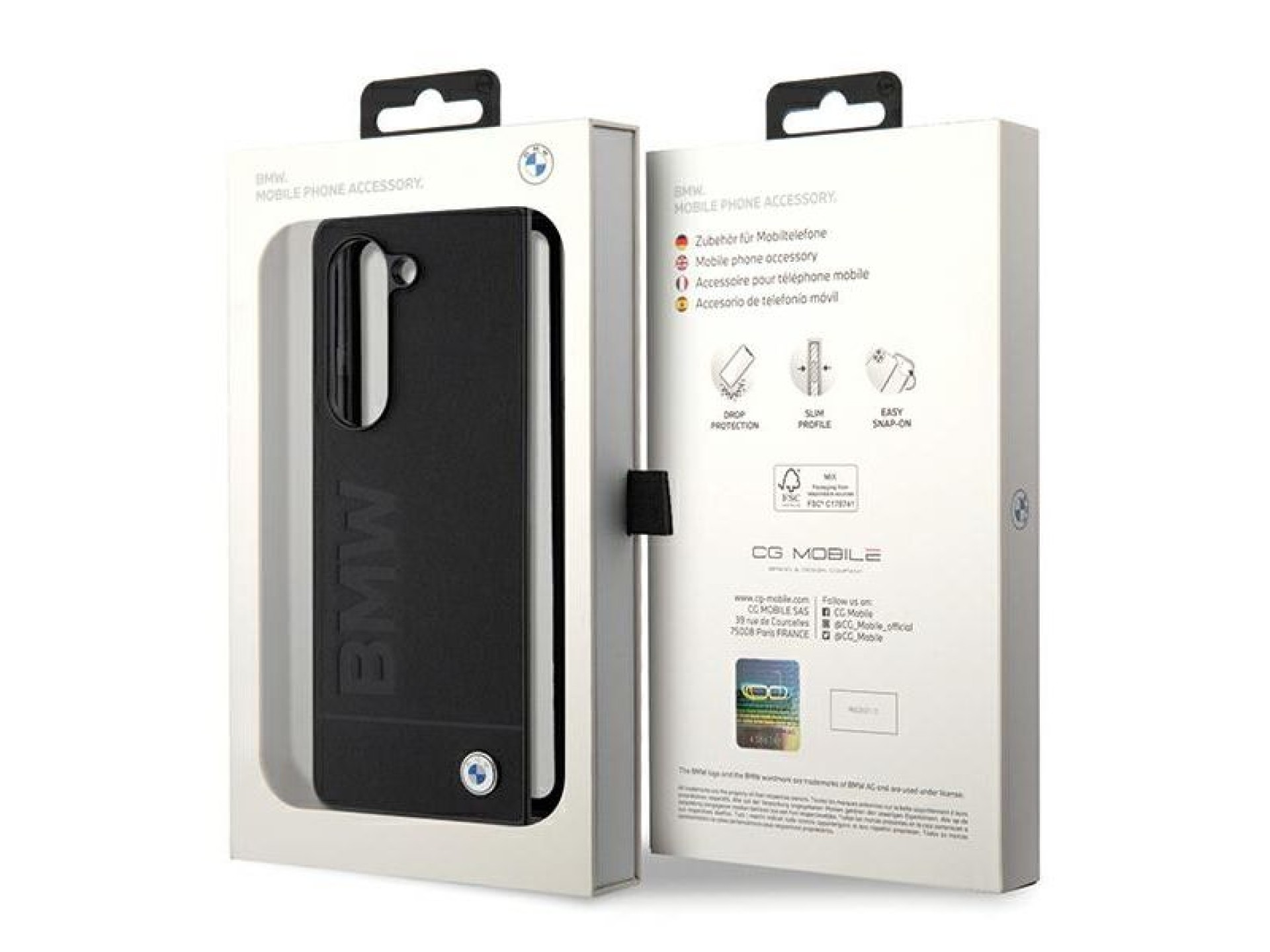 Capa com o logotipo BMW Signature impresso para Samsung Galaxy Z Fold 5 - preta
