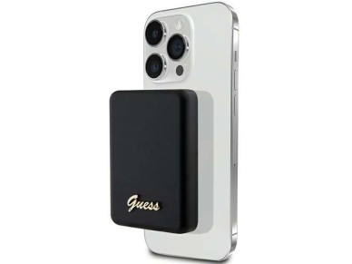 Guess MagSafe Metal Script Logo induction power bank 15W 5000mAh - black Guess MagSafe Metal Script Logo induction power bank 15W 5000mAh - black