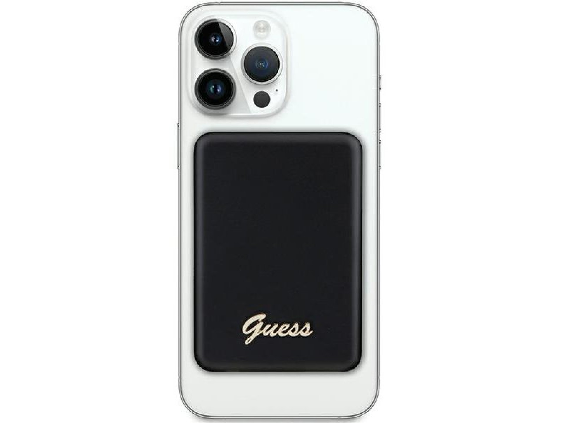 Batería externa Guess MagSafe Metal Script Logo con carga por inducción, 15 W, 5000 mAh - negra