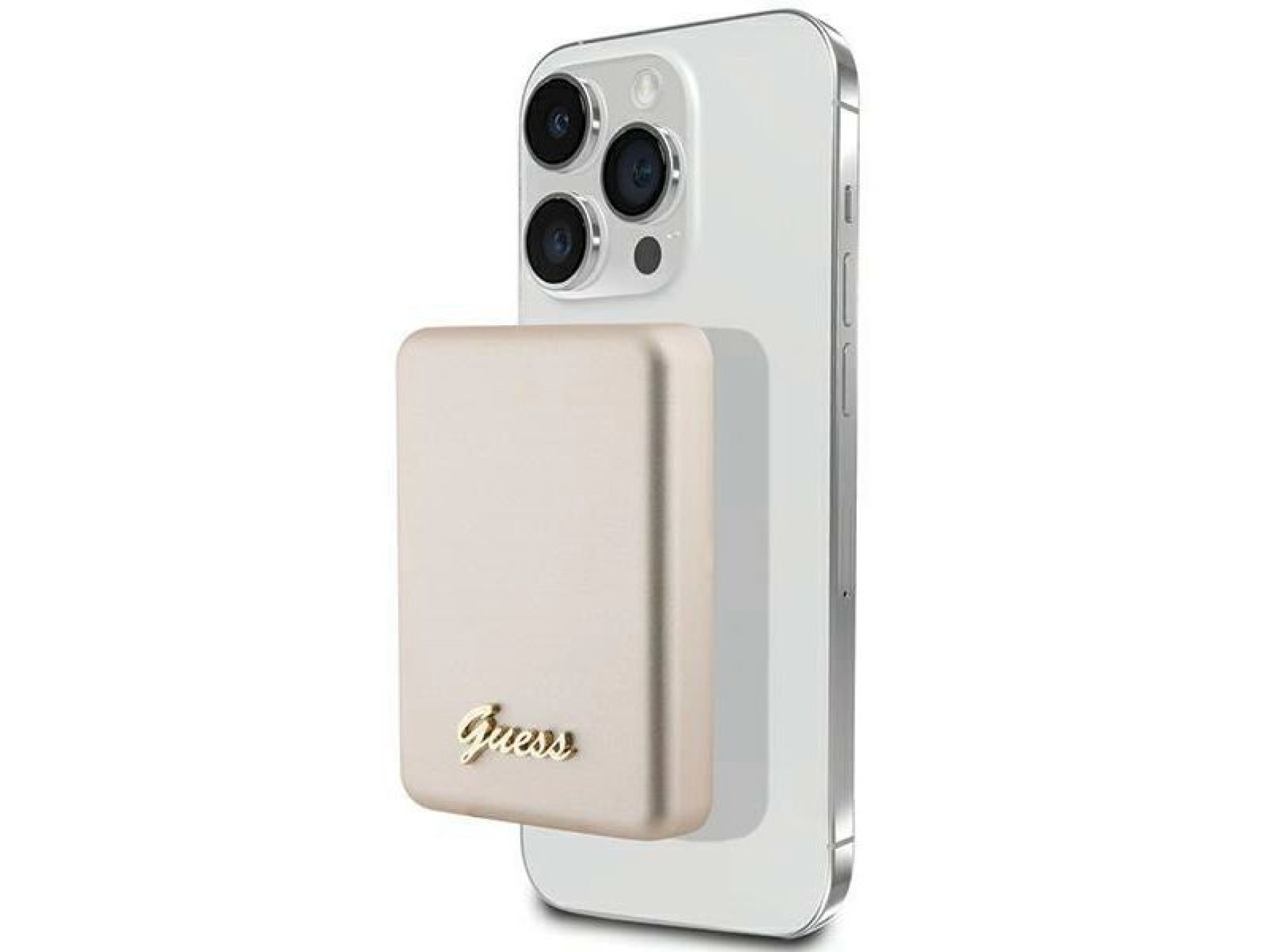 Batería externa Guess MagSafe Metal Script Logo con carga por inducción, 15 W, 5000 mAh - color dora