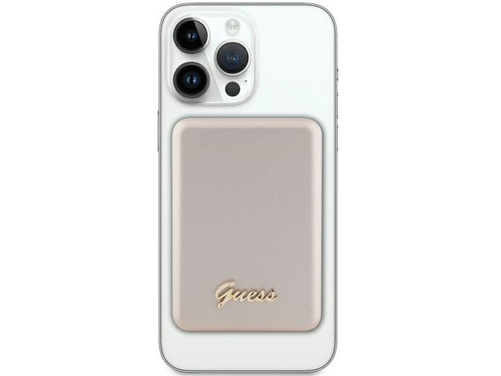 Batería externa Guess MagSafe Metal Script Logo con carga por inducción, 15 W, 5000 mAh - color dora