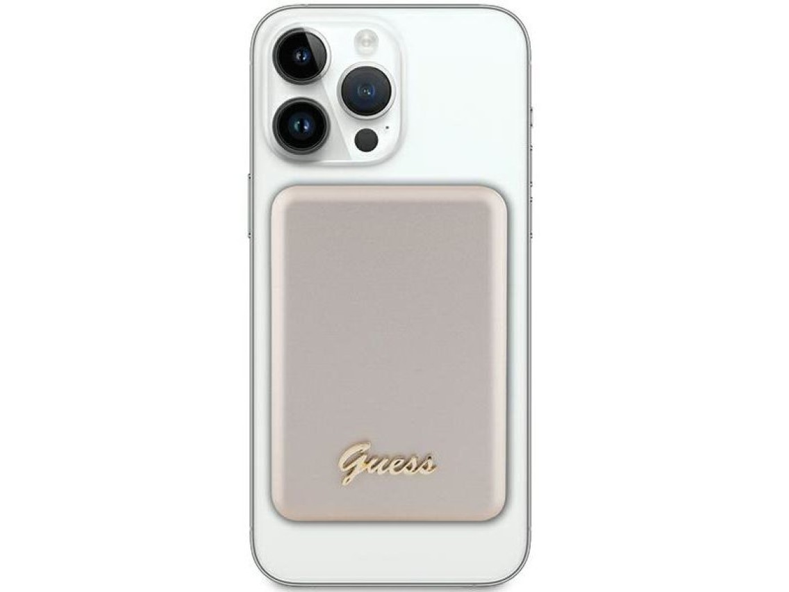 Batería externa Guess MagSafe Metal Script Logo con carga por inducción, 15 W, 5000 mAh - color dora
