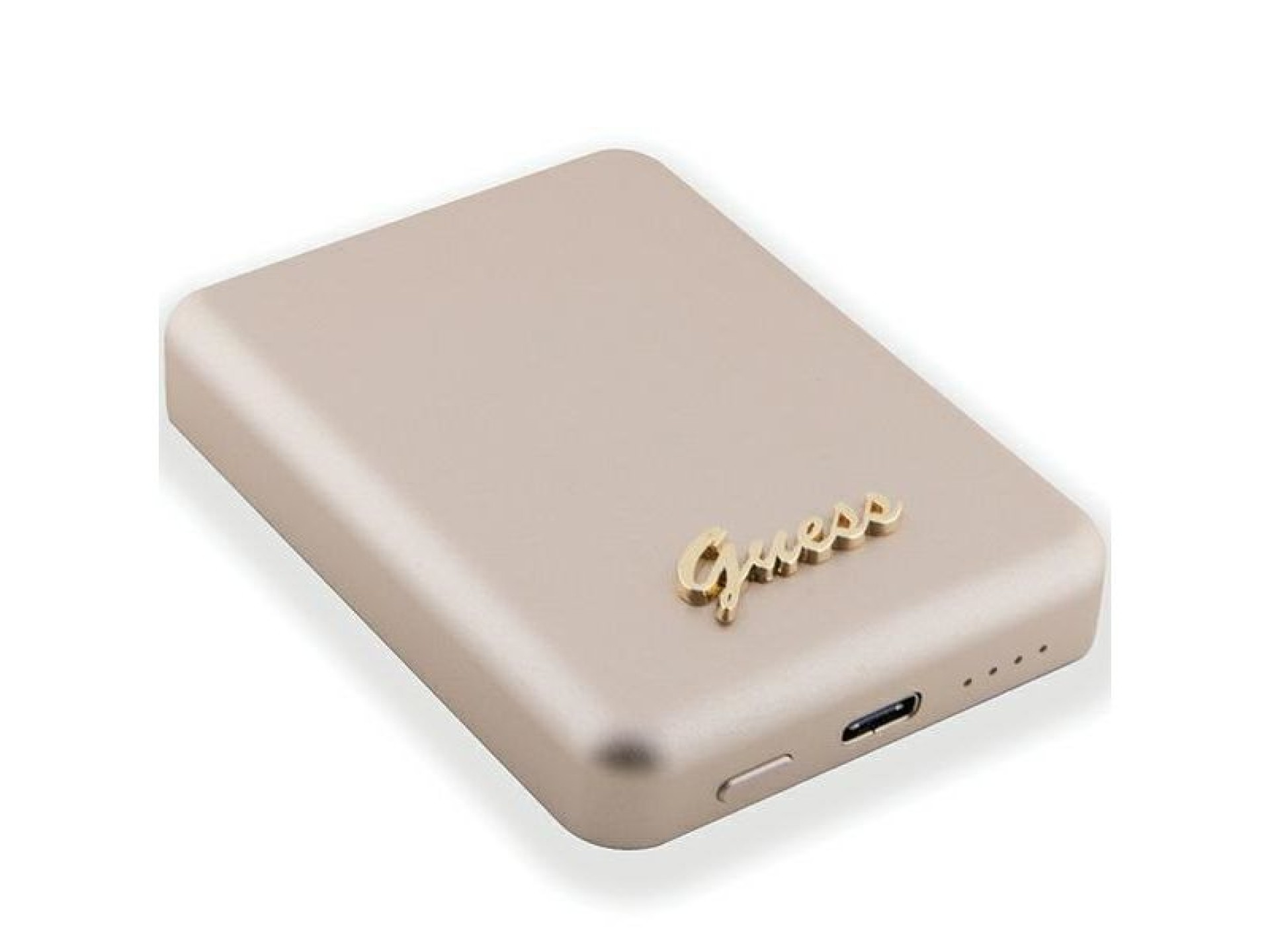 Batería externa Guess MagSafe Metal Script Logo con carga por inducción, 15 W, 5000 mAh - color dora