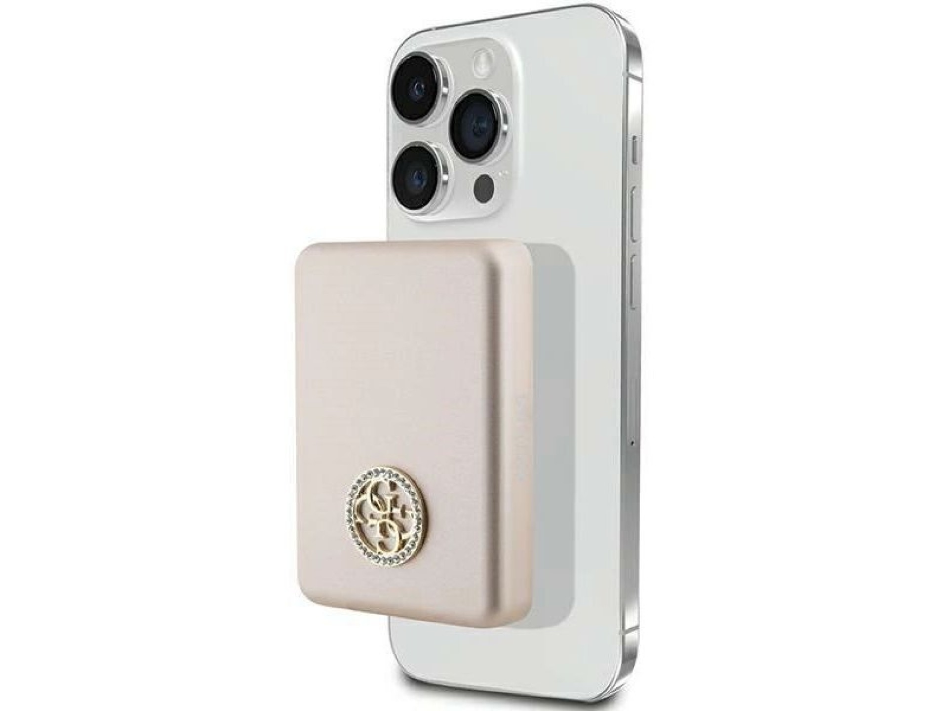 Carregador portátil Guess MagSafe 4G com logotipo metálico strass, 15W, 5000mAh - dourado