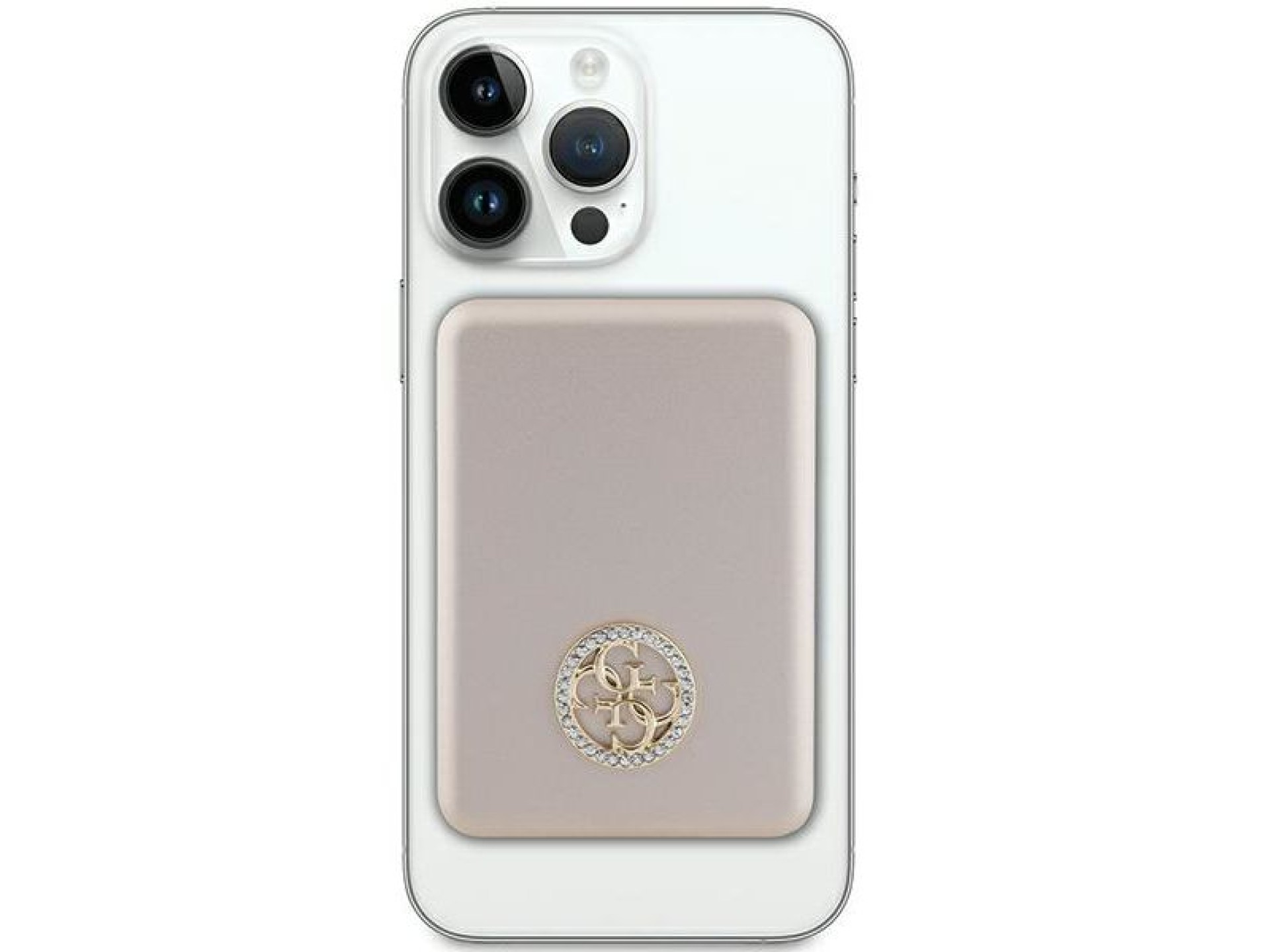 Carregador portátil Guess MagSafe 4G com logotipo metálico strass, 15W, 5000mAh - dourado