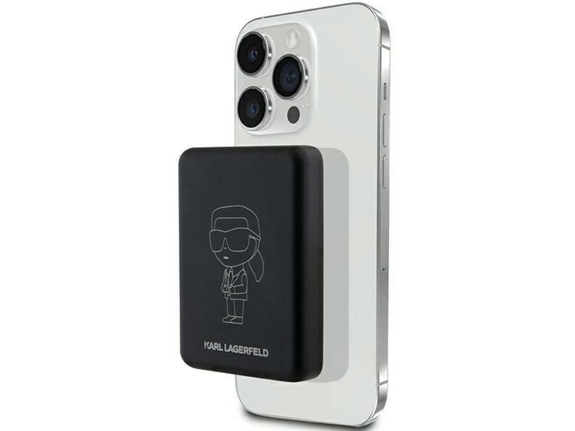 Batería externa Karl Lagerfeld NFT Outline Ikonik MagSafe de 5000 mAh con carga por inducción - negr
