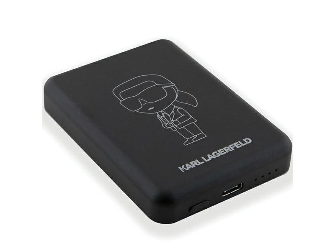 Batería externa Karl Lagerfeld NFT Outline Ikonik MagSafe de 5000 mAh con carga por inducción - negr