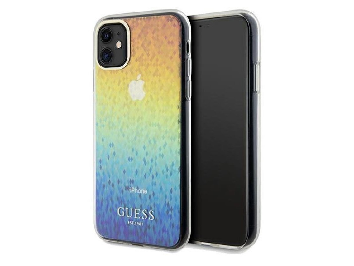 Capa Guess IML Faceted Mirror Disco Iridescent para iPhone 11 / Xr - multicolorida