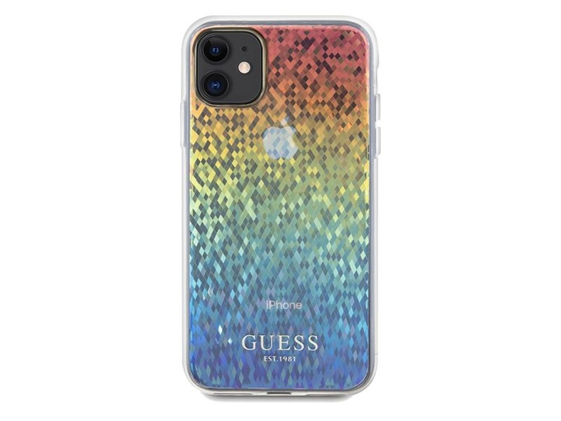 Capa Guess IML Faceted Mirror Disco Iridescent para iPhone 11 / Xr - multicolorida