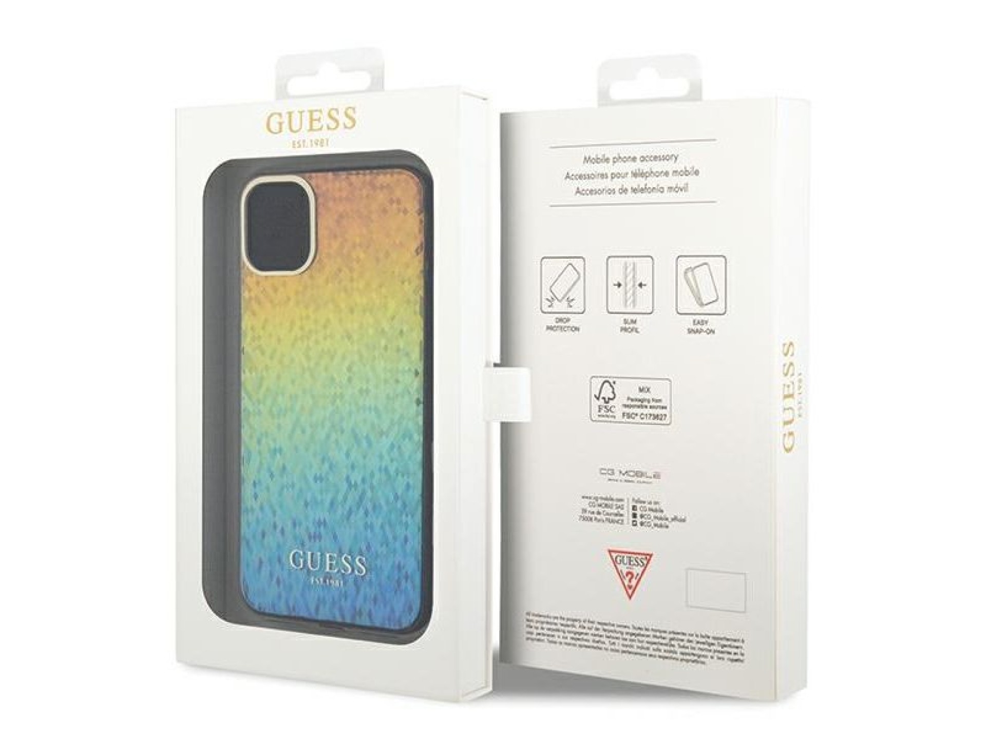Capa Guess IML Faceted Mirror Disco Iridescent para iPhone 11 / Xr - multicolorida