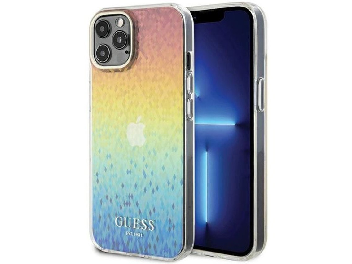 Capa Guess IML Faceted Mirror Disco Iridescent para iPhone 12/12 Pro - multicolorida