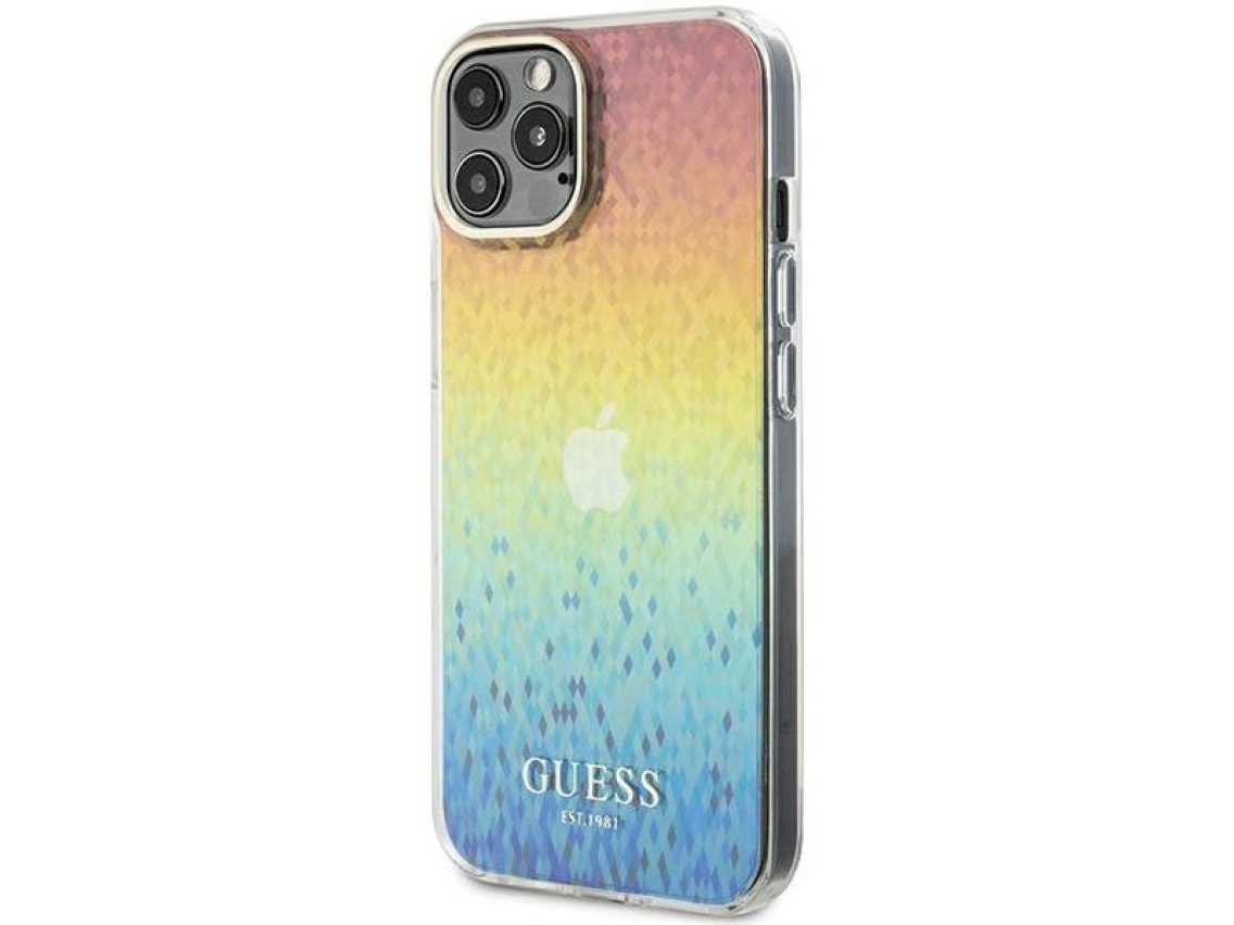 Capa Guess IML Faceted Mirror Disco Iridescent para iPhone 12/12 Pro - multicolorida