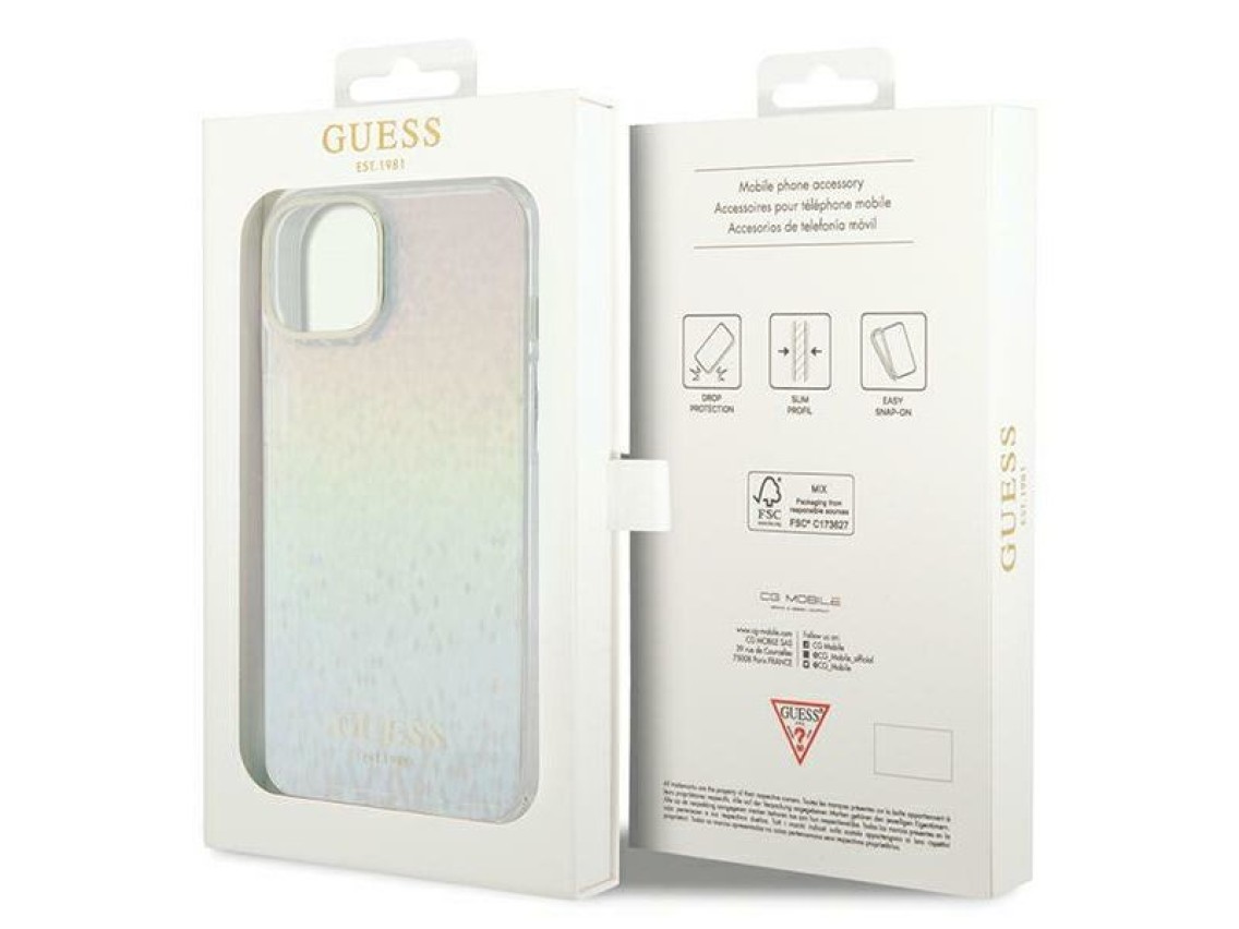 Capa Guess IML Faceted Mirror Disco Iridescent para iPhone 12/12 Pro - multicolorida