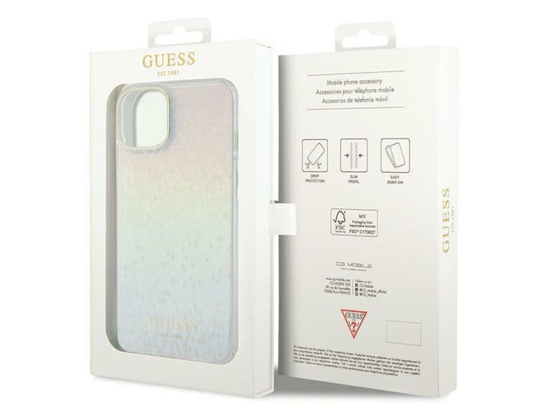 Capa Guess IML Faceted Mirror Disco Iridescent para iPhone 12/12 Pro - multicolorida