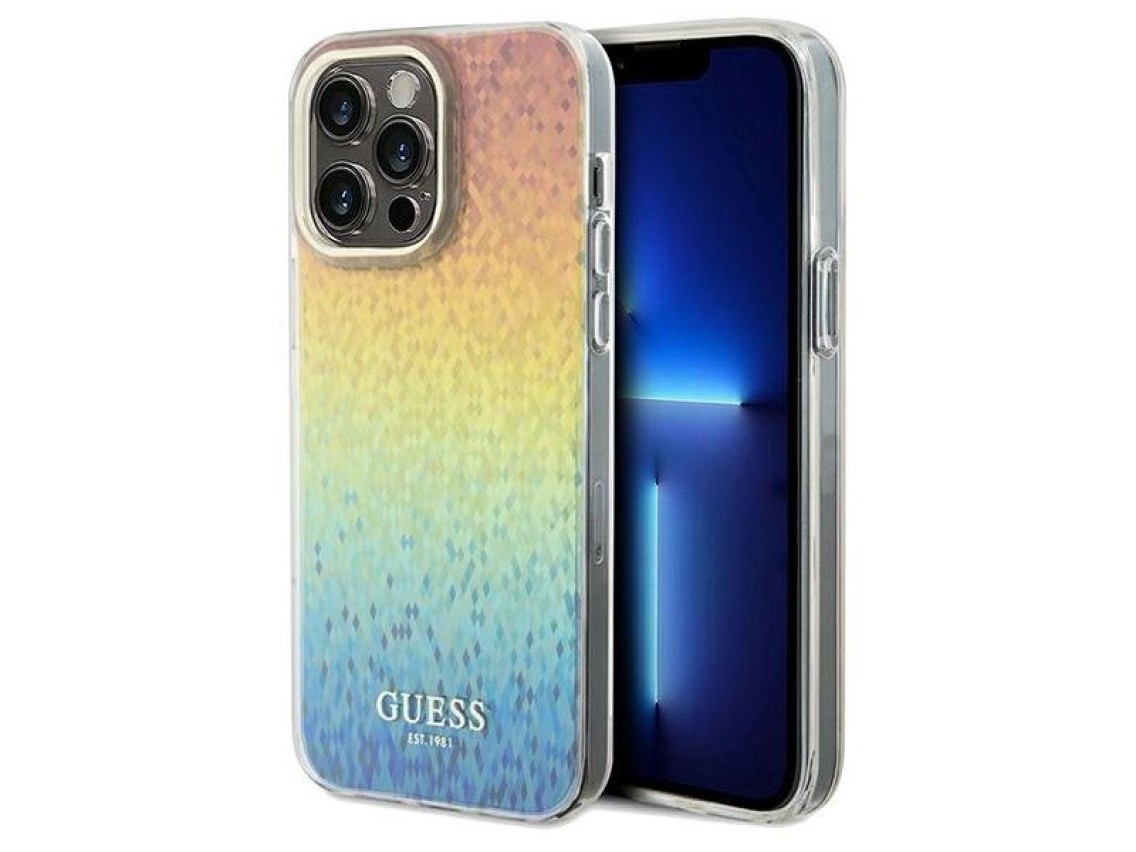 Capa Guess IML Faceted Mirror Disco Iridescent para iPhone 13 Pro Max - multicolorida