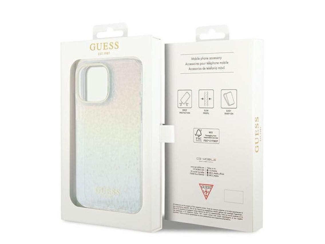 Capa Guess IML Faceted Mirror Disco Iridescent para iPhone 13 Pro Max - multicolorida