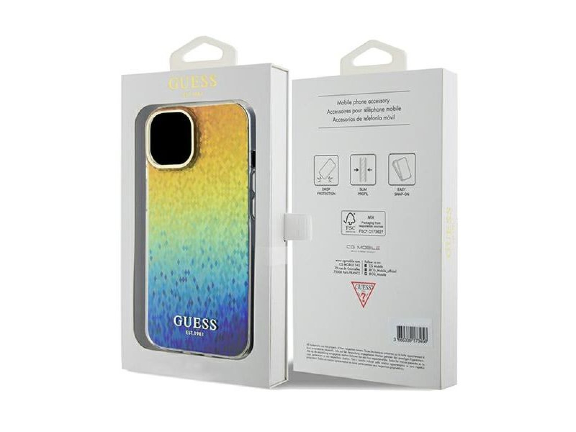 Capa Guess IML Faceted Mirror Disco Iridescent para iPhone 14/15/13 - multicolorida