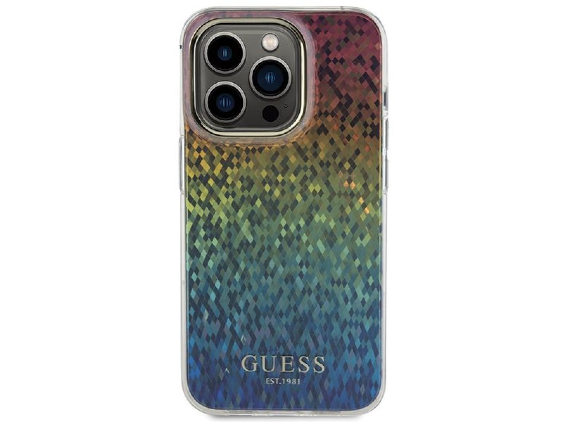 Capa Guess IML Faceted Mirror Disco Iridescent para iPhone 14 Pro - multicolorida