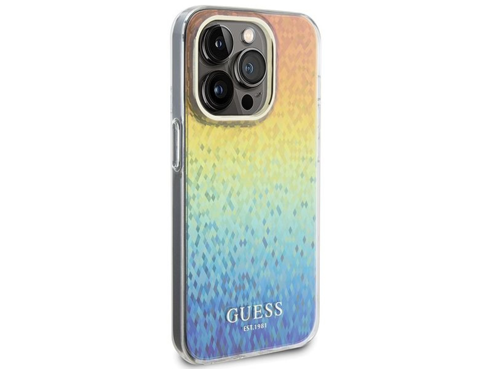 Capa Guess IML Faceted Mirror Disco Iridescent para iPhone 14 Pro - multicolorida
