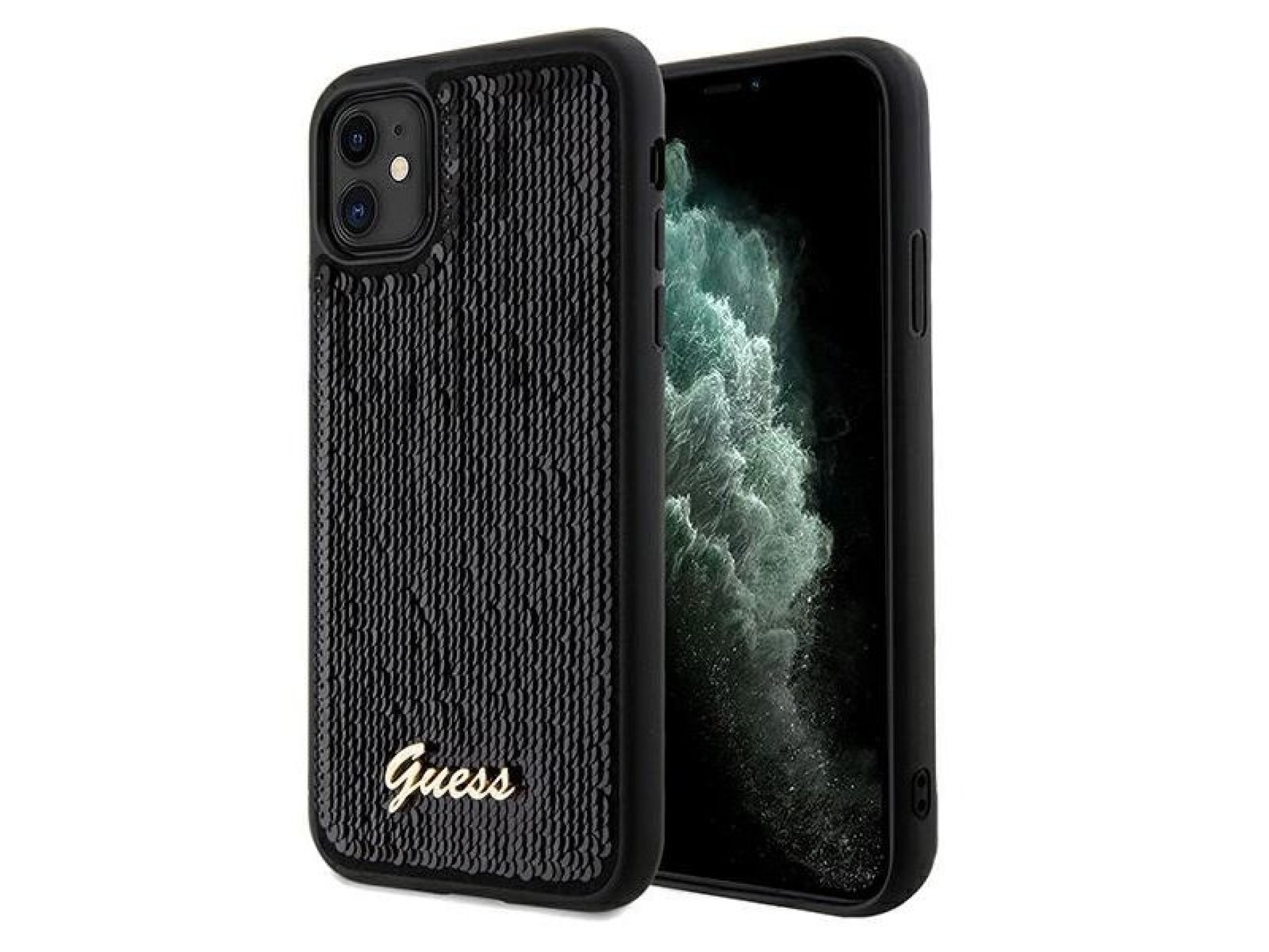 Guess Sequin Script Metal case for iPhone 11 / Xr - black