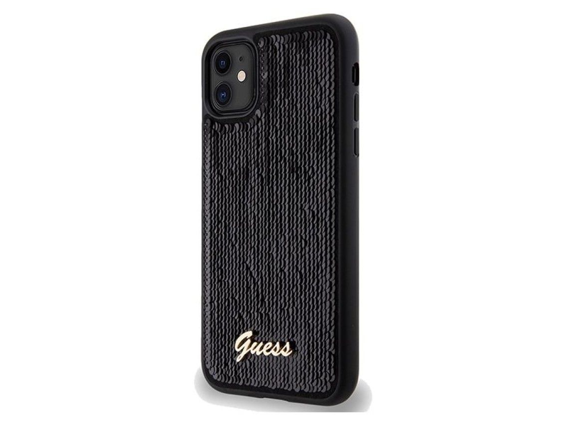 Guess Sequin Script Metal case for iPhone 11 / Xr - black